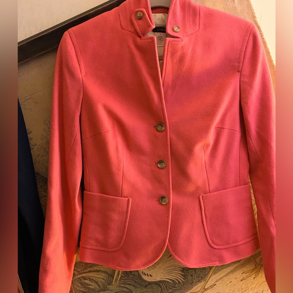 * New J Crew Pink Rose Blazer Jacket Wool Blend SZ Small *
